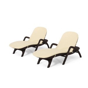 Waverly Patio Faux Wicker Chaise Lounge Beige - Christopher Knight Home: Water-Resistant, Iron Hardware, Polypropylene Frame - 1 of 4