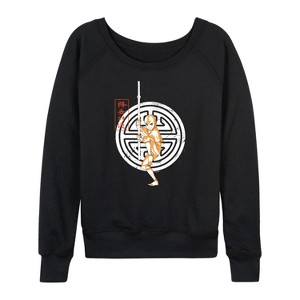 Women's - Avatar: The Last Airbender - Aang Crest Lightweight French Terry Wide Neck Long Sleeve Shirt - 1 of 4
