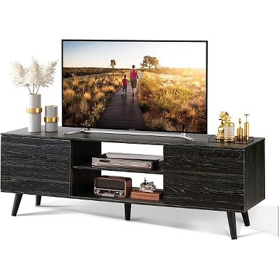 SweDrea Charcoal Black Mid Century Modern TV Console