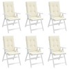 vidaXL Highback Chair Cushion Set of 6 Cream Polyester 47.2 x 19.7 in - 4 of 4
