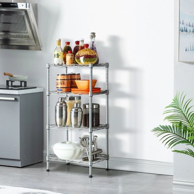4 Tier Corner Shelves Wire Shelving Rack Shelf Adjustable Storage
