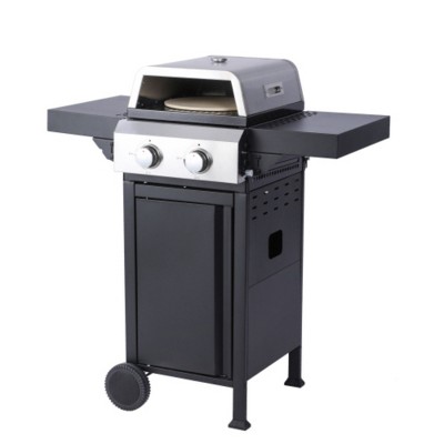 FURNIinspire Outdoor Grills, Griddles and Smokers Professional 2 Burner Gas Grill, Stainless Steel BBQ with Pizza Oven, Black, 22.6"*23.6"*17.32"