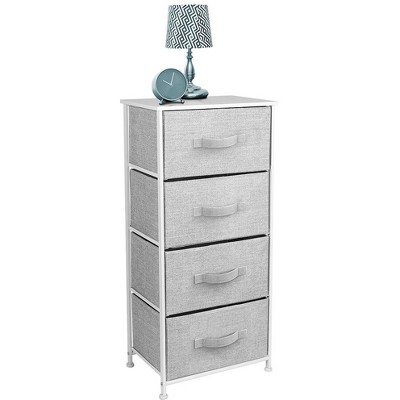 Sorbus White and Gray 4-Drawer Fabric Storage Chest