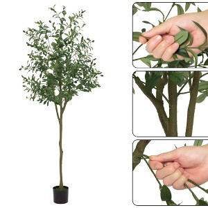 Artificial Olive Tree, Faux Olive Tree with Black Planter, Lifelike Fruits, Faux Floor Plants Indoor for Home Office Decor 5Ft - 1 of 4