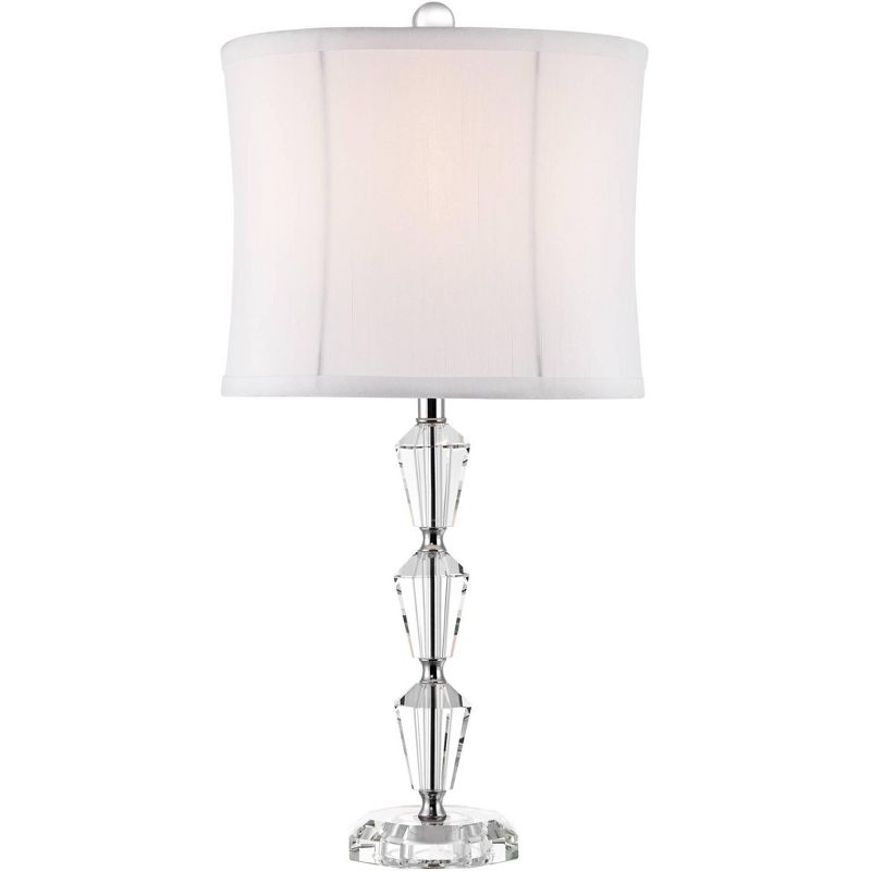 Vienna Full Spectrum Goddin Accent Table Lamp 23" High Faceted Crystal Column Geneva White Drum Shade for Bedroom Living Room Bedside Nightstand Kids, 1 of 9