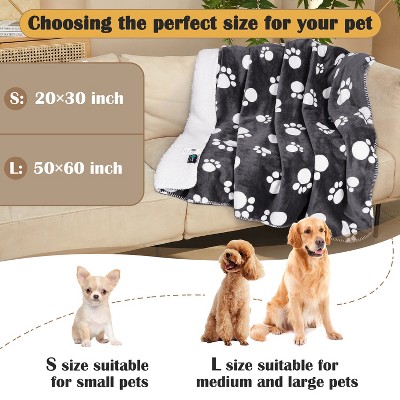 Dark Gray Paw Print Waterproof Reversible Pet Blanket
