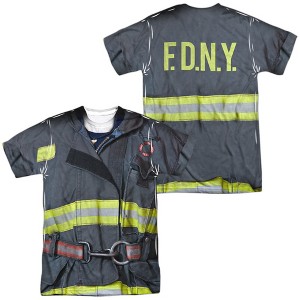 Popfunk New York City FDNY Uniform Front-Back Print Adult Sublimated Costume T-Shirt - 1 of 4