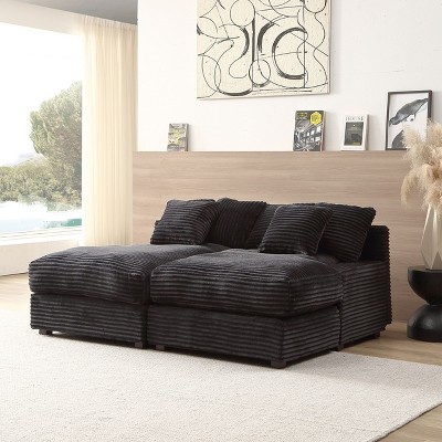 NicBex Couches for Living Room 48.8" Sofa Couch Modern Minimalist Upholstered Sofa Bed Sleeper with 3 Throw Pillows for Apartment