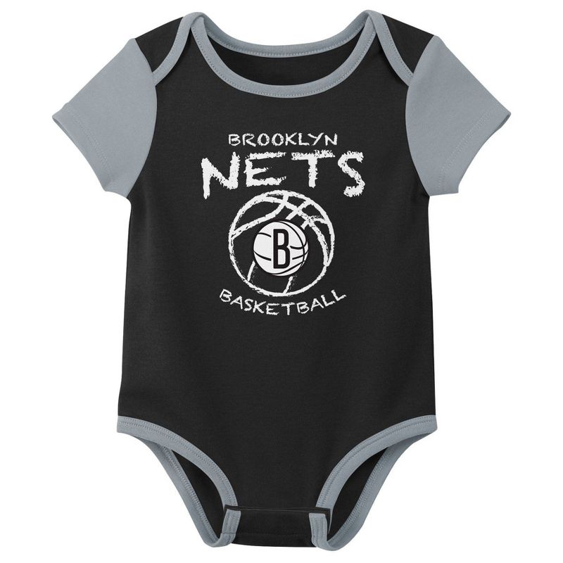 NBA Brooklyn Nets Infant Boys&#39; 3pk Bodysuit Set, 4 of 5