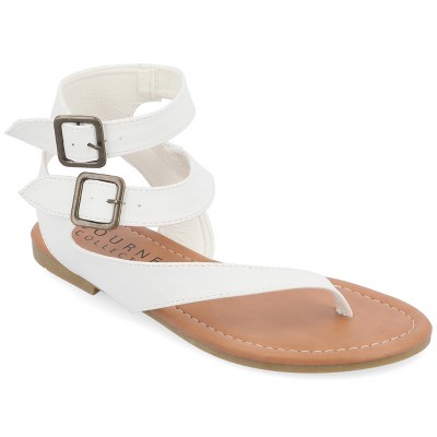 Journee Collection Womens Kyle Ankle Wrap Low Block Heel Sandals White ...