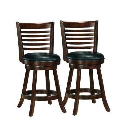 Set of 2 Counter Height Barstools Dark Cappuccino Black - CorLiving