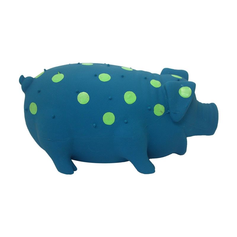 Multipet Latex Polka Dot Pig Dog Toy - Blue - 9&#34;, 4 of 10