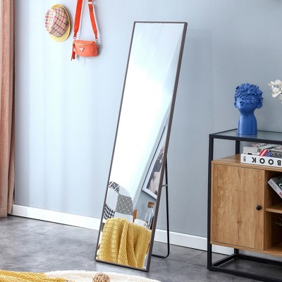 ALEXOUN Solid Wood Frame Floor Mounted Full-length Mirror,Wall Mounted，for Dressing Mirror, Bedroom Home Porch,Clothing Store.