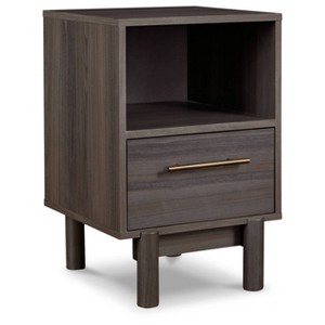 Brymont Nightstand Black/Gray - Signature Design by Ashley: Mid-Century Modern, Storage Drawer, Bedroom Furniture - 1 of 4