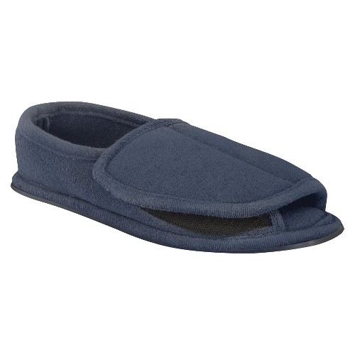 Men's MUK LUKS Adjustable Open Toe Slipper - Navy M(9.5-11), Size: Medium (9.5-11), Blue