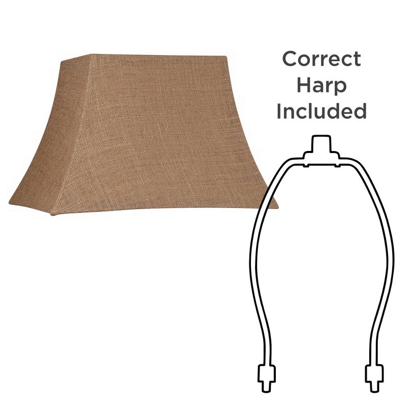 Brentwood Natural Burlap Medium Rectangle Lamp Shade 10" Wide x 7" Deep at Top and 16" Wide x 12" Deep at Bottom and 11" Slant x 10.5" H (Spider), 6 of 7