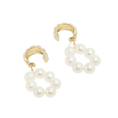 SOHI Women's White Snowball Drop Earrings