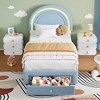 Twin Upholstered Bed Frame - w/ Storage Drawer and Rainbow Headboard, Berber Fleece Princess Platform Bed for Kids - 3 of 4