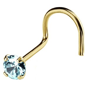 Jewelry Avalanche 22G 14K Gold Nose Screw Nose Stud with Aquamarine Gemstone - 1 of 2