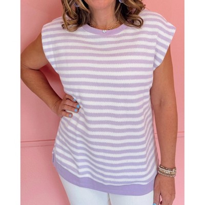 Women's Striped Round Neck Knit Top - umgee