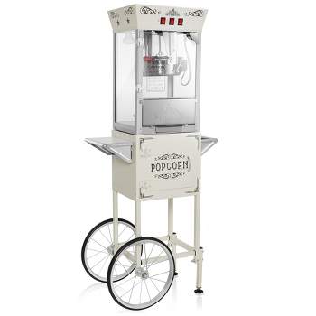 Olde Midway Movie Theater-Style Popcorn Machine Popper with Cart and 8 oz Kettle