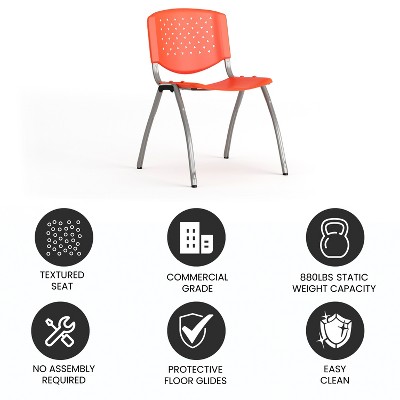 Hercules 880 lb. Capacity Orange Polypropylene Stack Chair with Titanium Frame