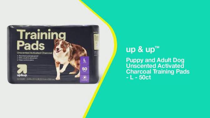 Puppy and Adult Dog Unscented Activated Charcoal Training Pads - L - 50ct - up &#38; up&#8482;, 2 of 6, play video