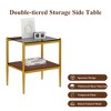LOVMOR 2-Tier Tempered Glass End Table Set of 2, Rectangle Coffee Tabletop with MDF Layer, Modern Side Table for Living Room - 4 of 4