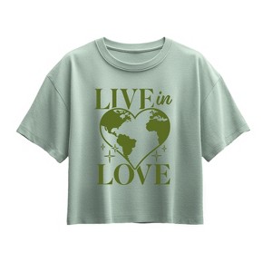 Girls' - Instant Message - Live In Love Short Sleeve Boxy Graphic T-Shirt - 1 of 3