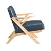 Faux Leather Upholstery Solid Rubberwood Accent Chair with Dacron Foam, Attached Cushions and Brown Finish Frame - 3 of 4