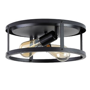 DAKAFUL 2-Light Black Farmhouse Flush Mount Ceiling Light - 1 of 4