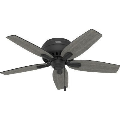 42" Matte Black Low Profile Ceiling Fan with LED Light and Remote