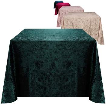 RCZ Décor Elegant Square Table Cloth - Made With Fine Crushed-Velvet Material, Beautiful Emerald Green Tablecloth With Durable Seams