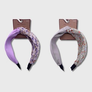 Willow & Ruby 2 Pack Women's Headbands - Floral Block Headbands for Women - 1 of 4