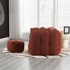 CAVINAS Soft Bean Bag Chair for Adults, Square Lazy Sofa with High Resilient Foam and Footstool, for Living Room and Bedroom, Red+Brown - 2 of 4
