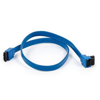 Monoprice DATA Cable - 1.5 Feet - Blue | SATA 6Gbps Cable with Locking Latch (90-degree to 180-degree)