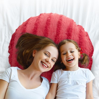 Maroon Faux Fur 18" Round Throw Pillow Set
