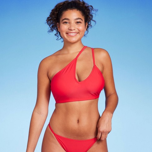 Women's Cut Out One Shoulder Bikini Top - Wild Fable™ Red D/dd Cup : Target