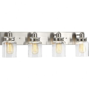 Progress Lighting Calhoun 4-Light Bath Vanity, Brushed Nickel, Clear Glass Shade - 1 of 4