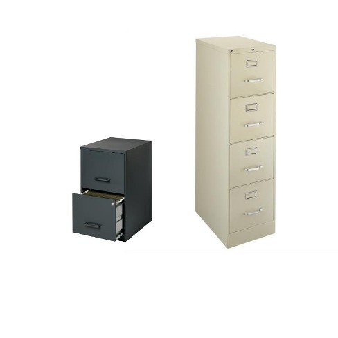 2 Piece Value Pack 4 Drawer In Putty And Black 2 Drawer Filing