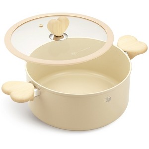 KOCH SYSTEME CS 6qt Aluminum Stock Pot with Nonstick Cream Interior, Nonstick Soup Pots with Glass Lid & Stainless Steel Handles,Dishwasher-Safe - 1 of 4