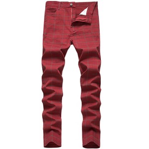 Lars Amadeus Men's Plaid Pattern Flat Front Straight Leg Dress Pants - 1 of 4