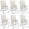 vidaXL Highback Chair Cushion Set of 6 Melange cream 100% polyester - 2 of 4