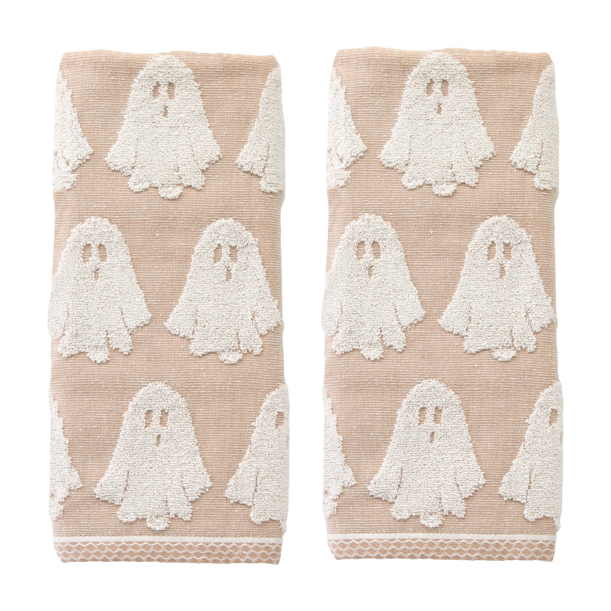 SKL Home 2pk Ghost Hand Towels Tan
