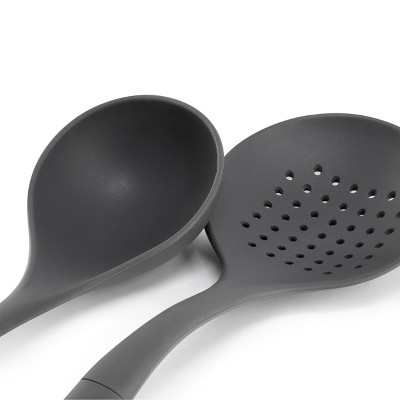 Oster Ridgecrest 2 Piece Silicone Kitchen Tool Skimmer and Ladle Set in Gray — фото 3