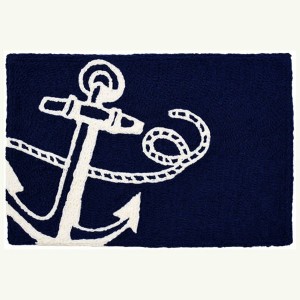 Jellybean Nautical Anchor Doormat – Navy-Themed 20"x30" Washable Mat for Indoor/Outdoor Use - 1 of 3