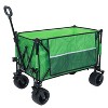 Heavy-Duty 480lbs Folding Wagon Cart with Bonus Picnic Mat - All-Terrain Beach Wheels, Drink Holders, Brakes & Side Pocket green line - 2 of 4