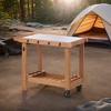 VYNXARIA Outdoor Wooden Grill Cart Table with Wheels, Metal Top and Storage, for Patio Backyard Garden BBQ - 2 of 4
