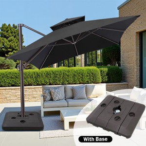 Crestlive Products 13FT Patio Cantilever Umbrella with Base Set Double Top High-strength Aluminum 360°Rotation 5 Heights Adjustable - 1 of 4
