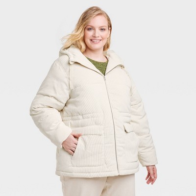 Universal Thread Women's Puffy Jacket, Silver , 1X